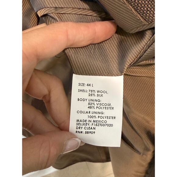 Turnbury Men’s Blazer 44L Brown Wool Silk Blend Sport Coat Two-Button Jacket - Picture 9 of 9
